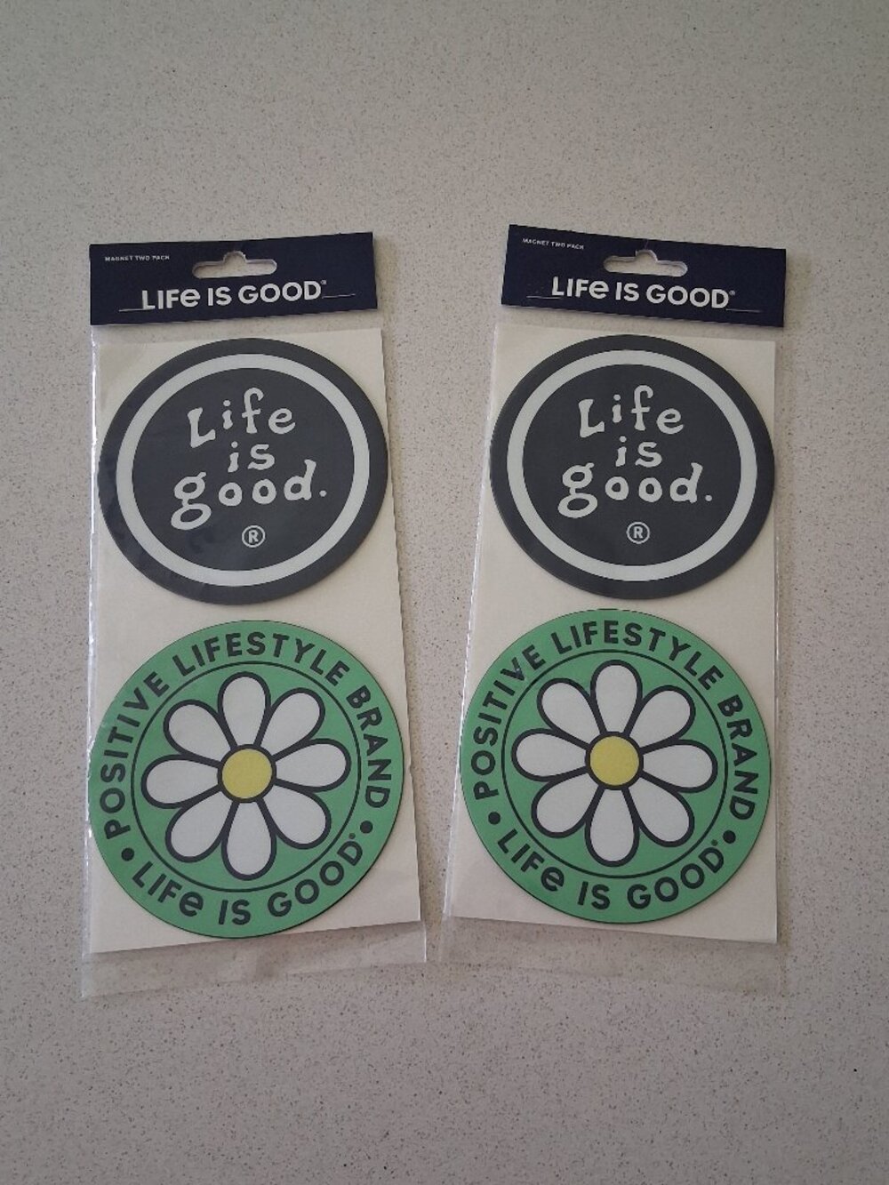Life is Good Two Sets of 2-Count Round 4" Magnets